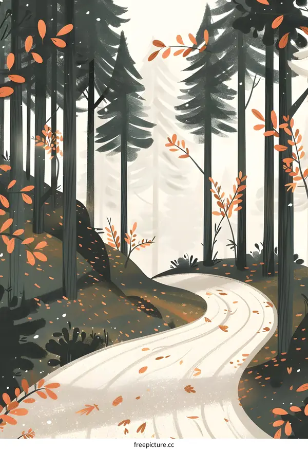 Autumn Forest Path Illustration