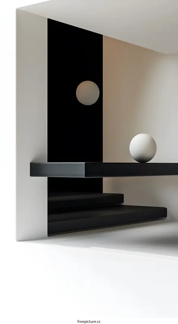Abstract Minimalist Interior Design With Black And White Colors