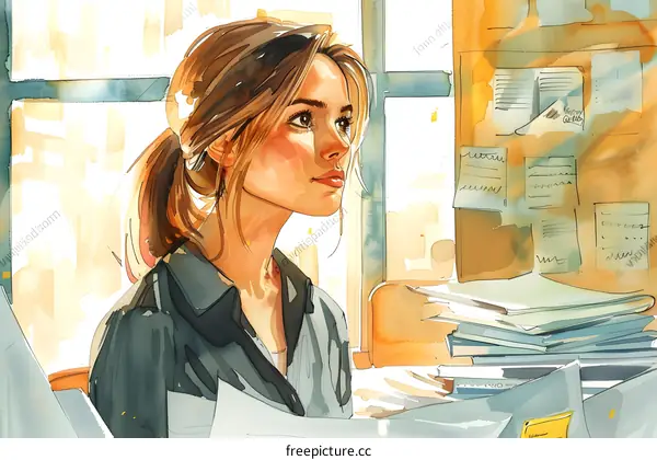 business woman looking out the window