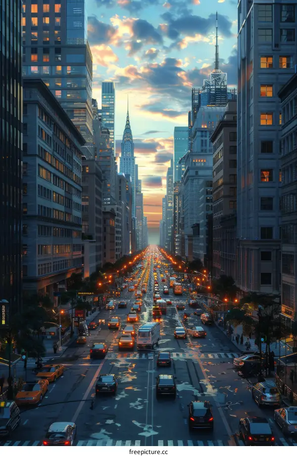 New York City Traffic at Sunset