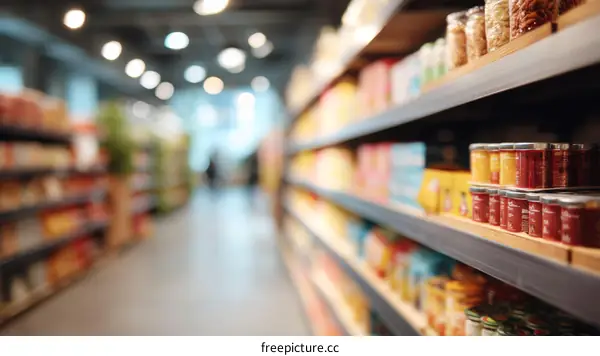 Grocery Store Aisles with Colorful Products