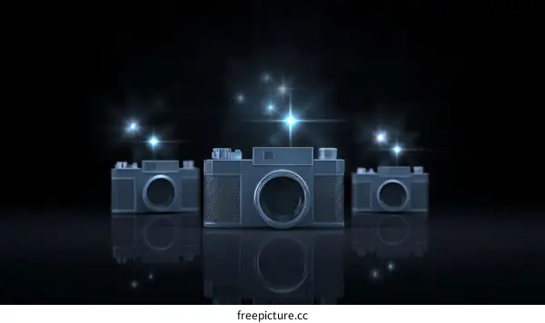 Vintage Camera Illustration with Lens Flare