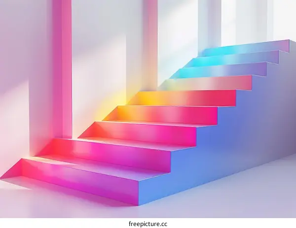 Abstract Rainbow Staircase Illustration