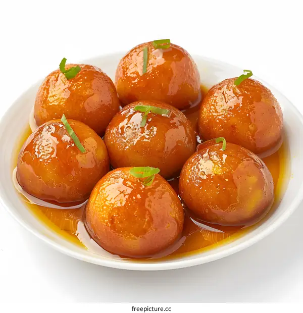 Sweet Gulab Jamun Dessert on Plate