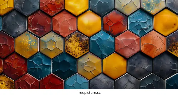 Colorful Hexagon Ceramic Tiles Mosaic Wall Background