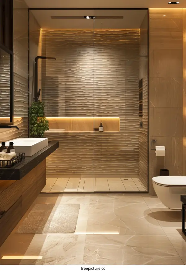 Modern Luxury Bathroom Design with Elegant Tiles