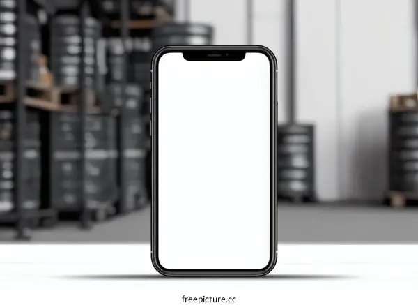 Modern Smartphone Mockup in Warehouse Setting
