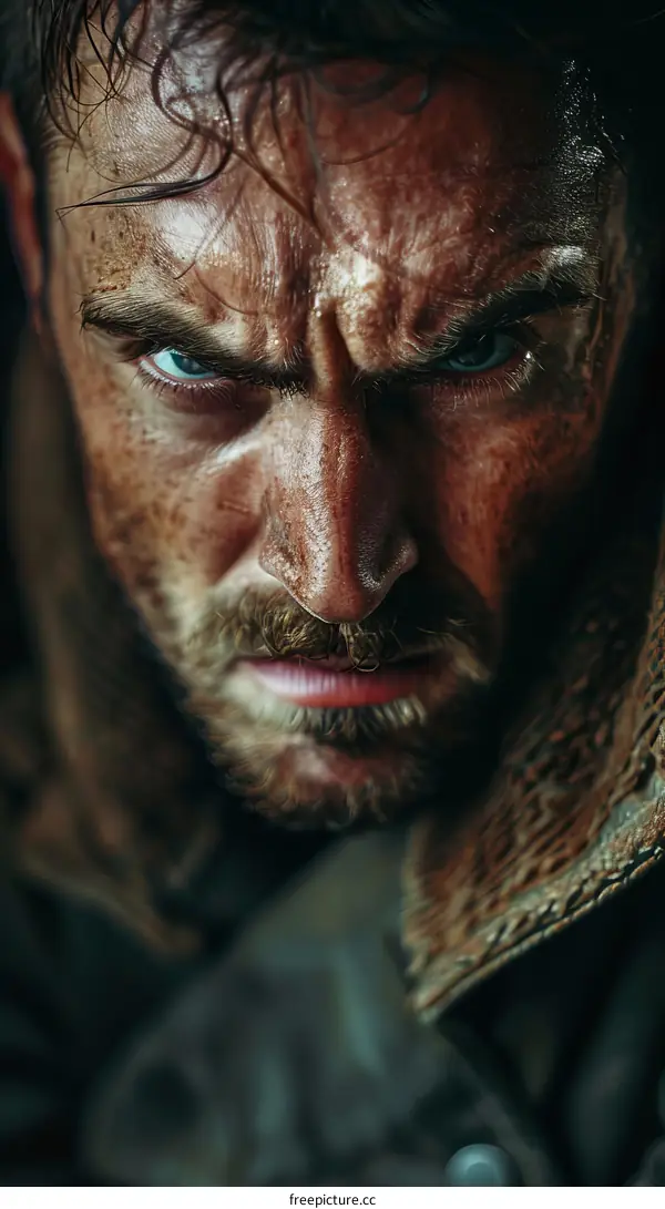 Close-up Portrait of a Man with Intense Expression