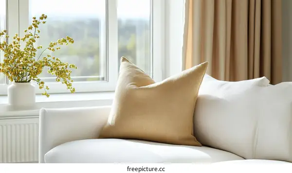 Modern Cozy Living Room with Yellow Flowers