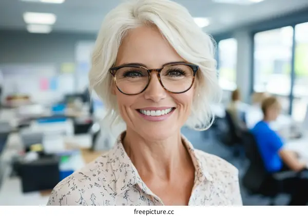 Smiling Business Woman in Office Environment