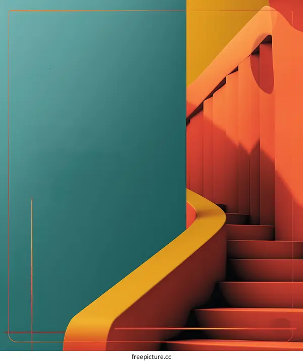 Abstract Staircase with Yellow and Red Colors