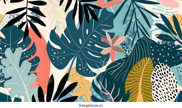 Tropical Leaves Pattern Seamless Repeat Abstract Design