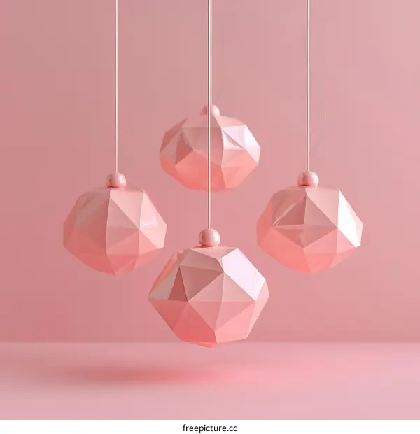 Pink 3D hanging geometric shapes
