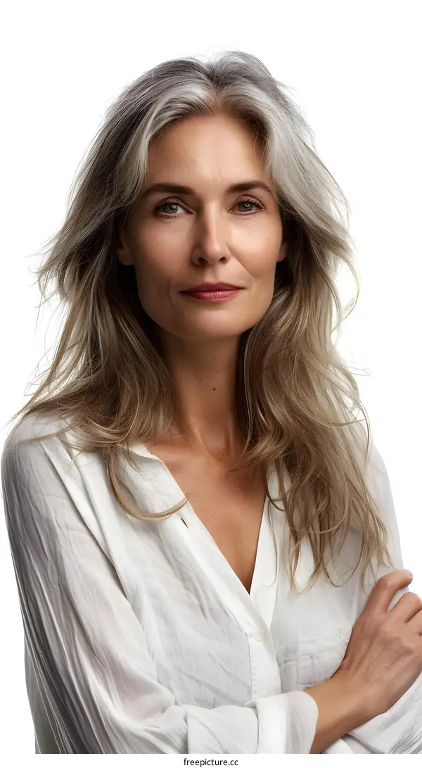 portrait of a beautiful woman with gray hair