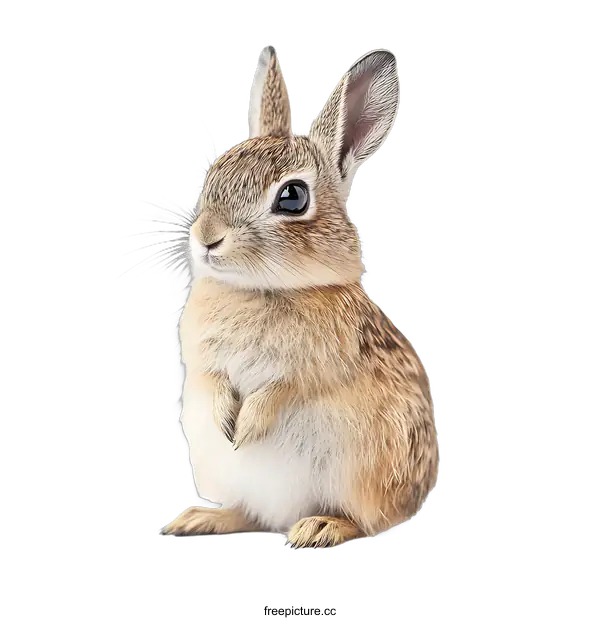 [Transparent Background PNG]Cute Baby Rabbit on White Background