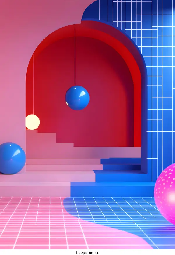 Abstract Geometric Background With Blue And Pink Colors