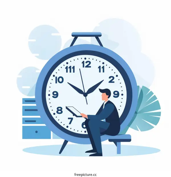Businessman Watches Clock - Time Management