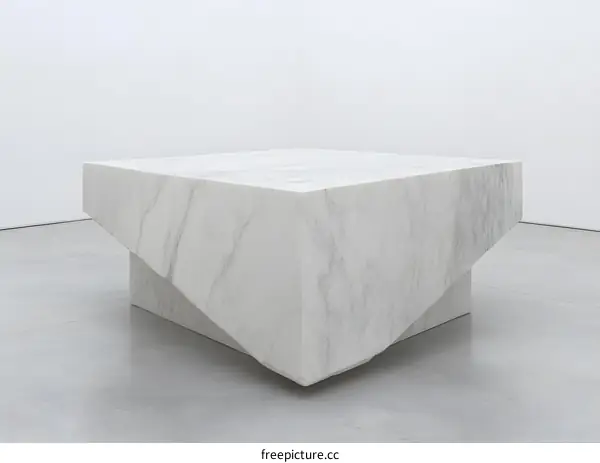 White Marble Table with Geometric Design