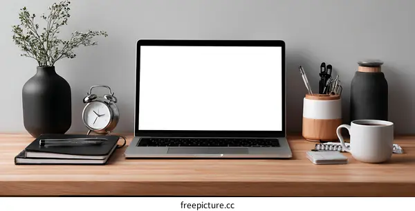 Modern Workspace with Laptop and Accessories