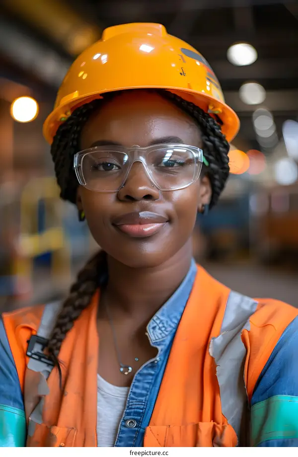 Confident Female Engineer in Factory Setting