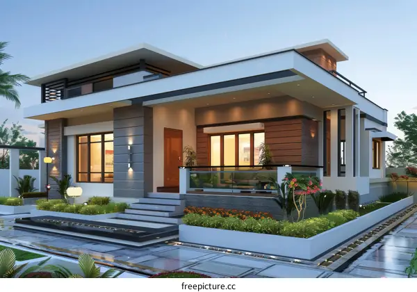 Modern House Exterior Design Illustration