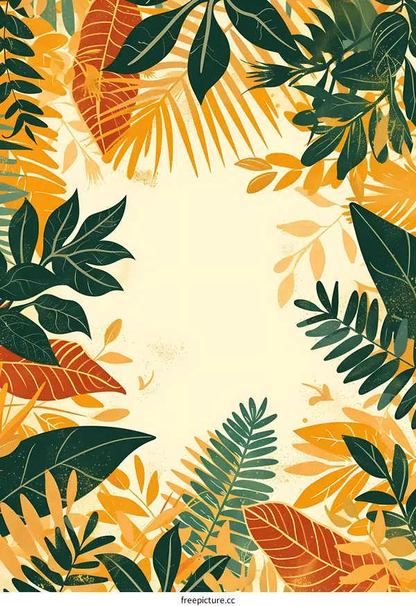 Tropical Leaves Border Frame Illustration