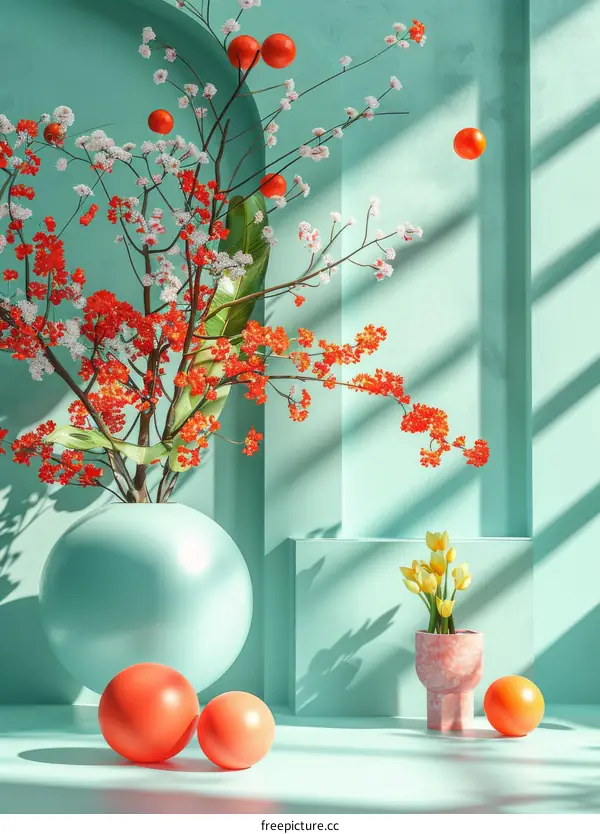 Pastel Geometric Floral Still Life