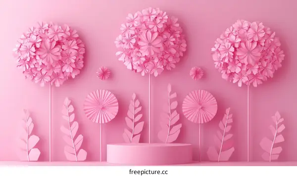 Pink Paper Flowers Decorative Illustration