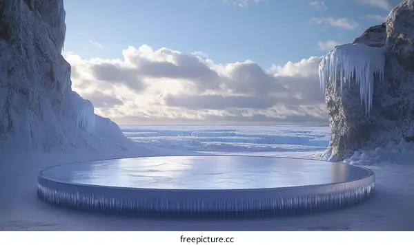 Frozen Glacial Ice Platform Landscape