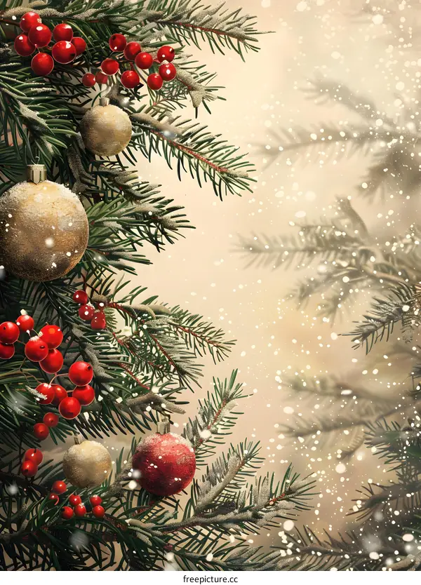 Christmas tree branch decorated for Christmas