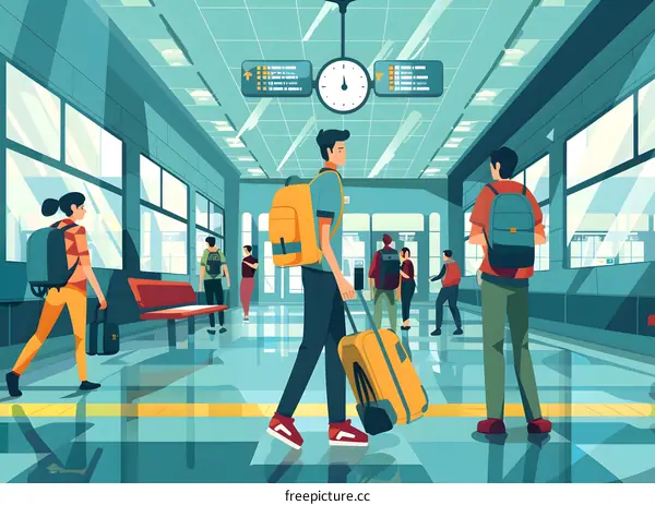 People Waiting At Airport Terminal