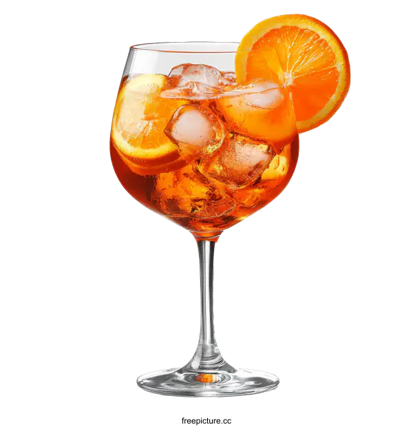 [Transparent Background PNG]Aperol Spritz Cocktail in a Glass