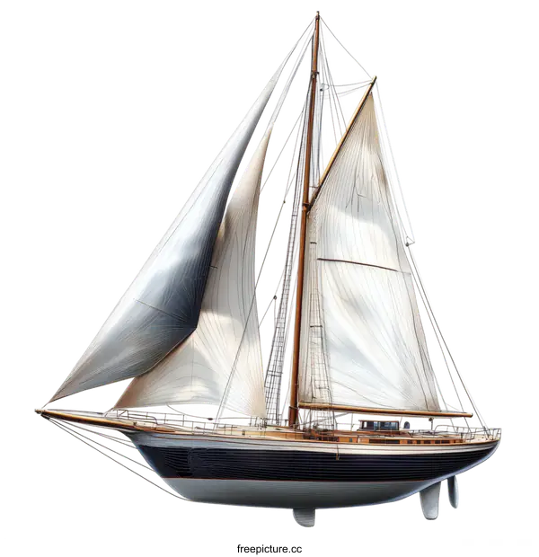 [Transparent Background PNG]Detailed Illustration of a Classic Sailing Yacht