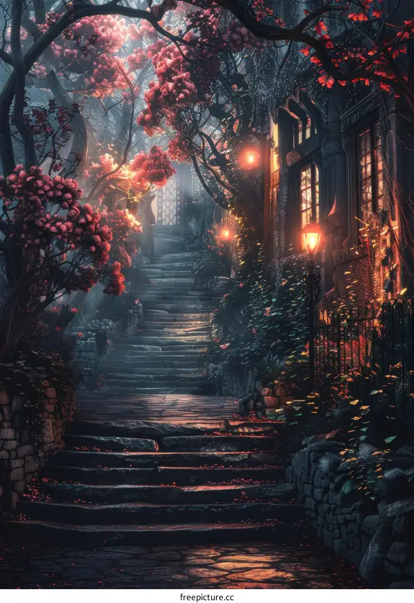 Enchanted Stairway to an Ancient Elven City
