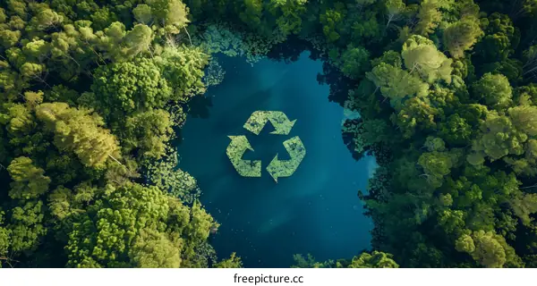 Nature's Recycling Symbol in a Forest's Lake