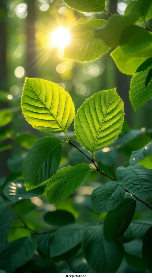Sunlight shining through the leaves of a tree