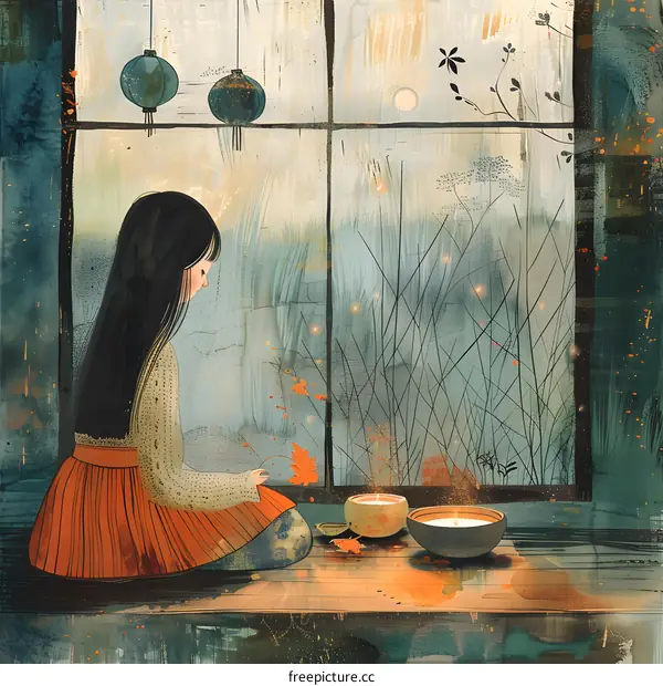 girl looking out the window