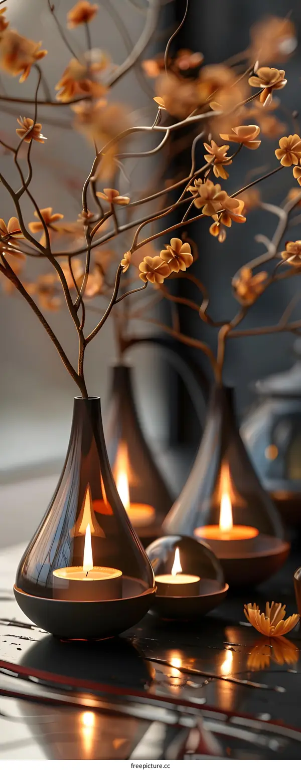 A Still Life of Flowers and Candles