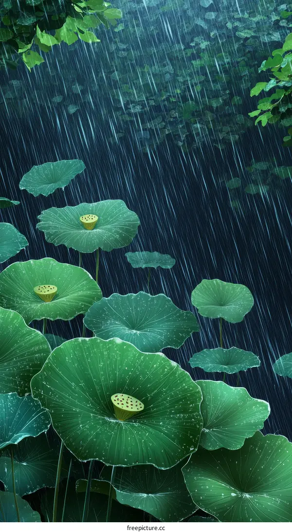 Rainy Day Lotus Leaves