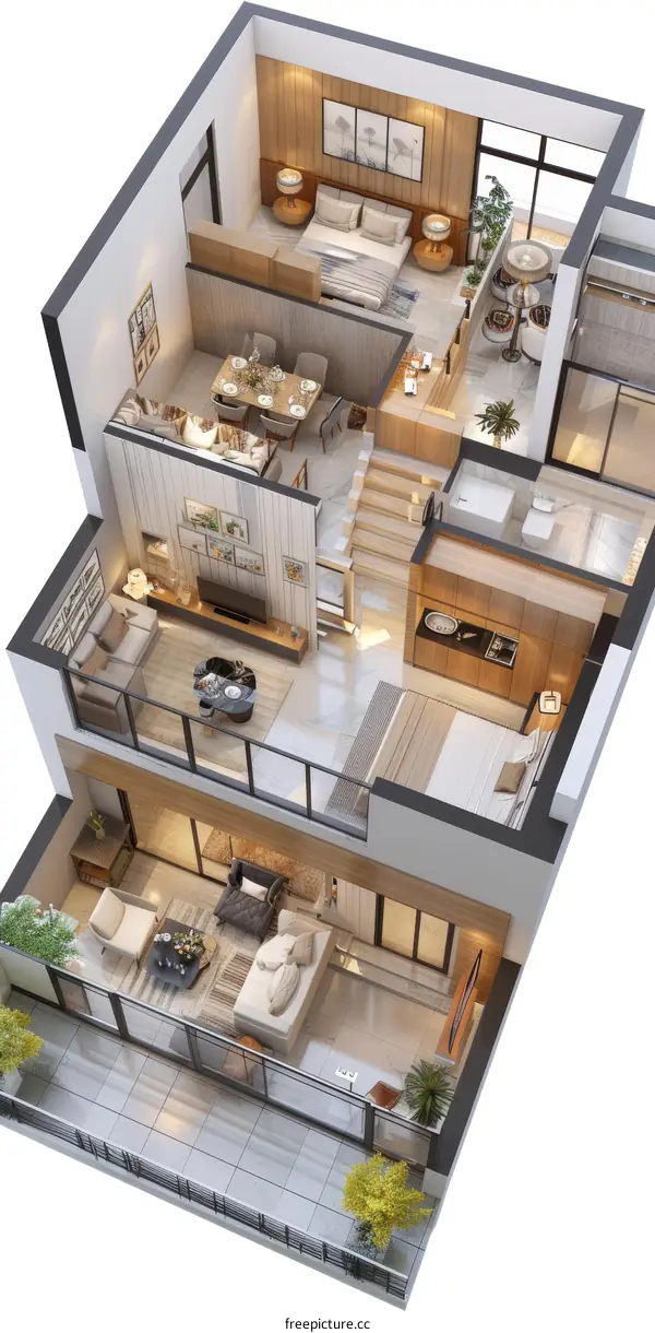 The interior design of a duplex apartment