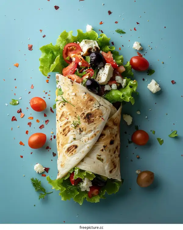 Delicious Doner Kebab Wrap with Fresh Vegetables