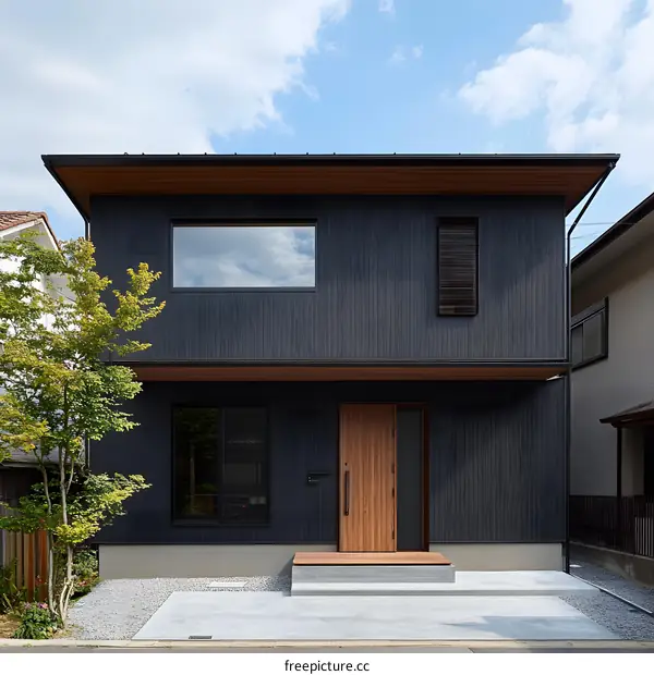 Modern Black House Exterior With Wooden Accents