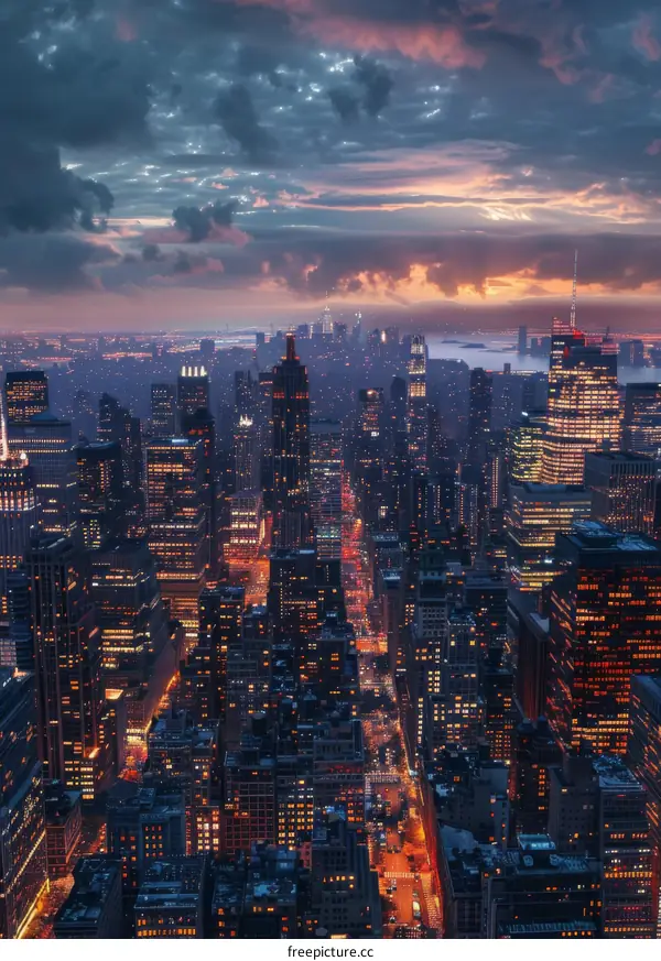 A Bird's Eye View of Manhattan at Night