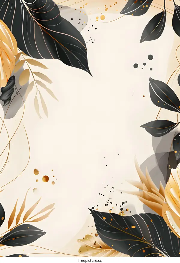 Abstract Gold and Black Leaves Illustration