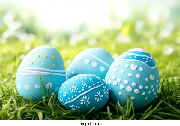 Easter Eggs in Grassy Meadow