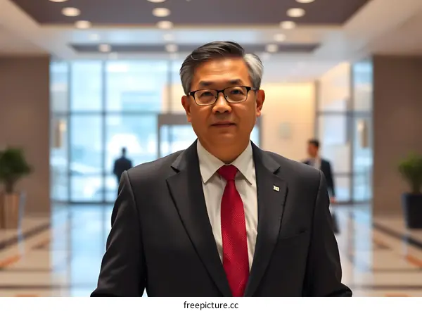 Asian Businessman Portrait in Office Building