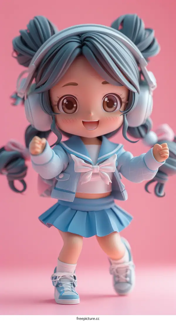 3D Chibi Girl in Pink Sailor Fuku