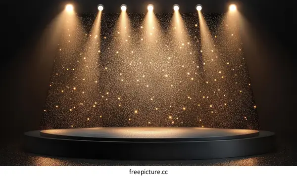 Award Ceremony Stage with Sparkling Gold Light
