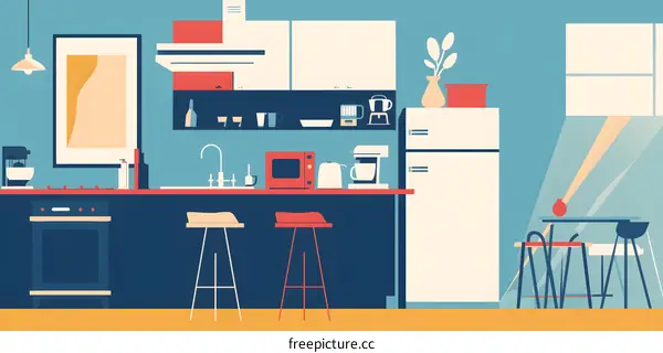Modern Kitchen Illustration with Minimalist Design