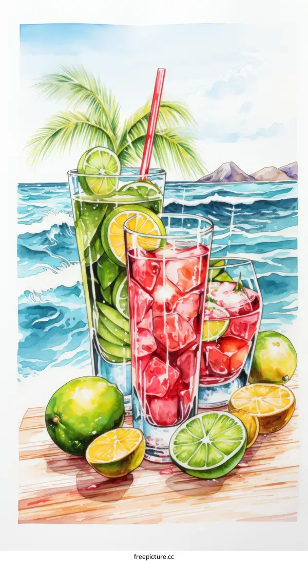 Refreshing drinks by the beach